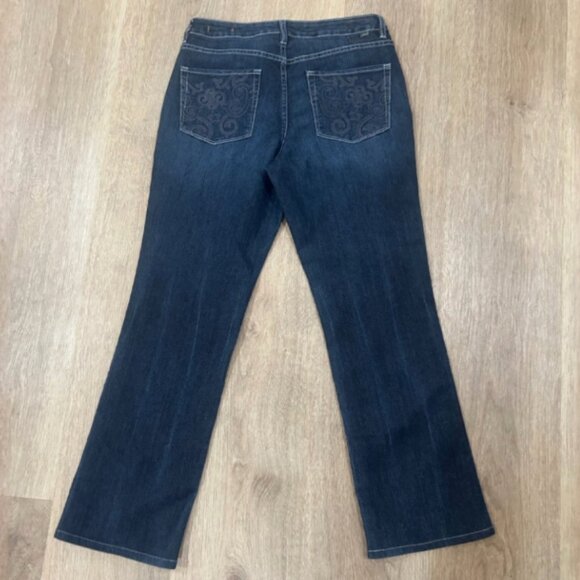 NWOT JAG Midrise Bootcut Jeans Size 12 Dark Wash Blue Stretch Denim Embroidered - Picture 2 of 4